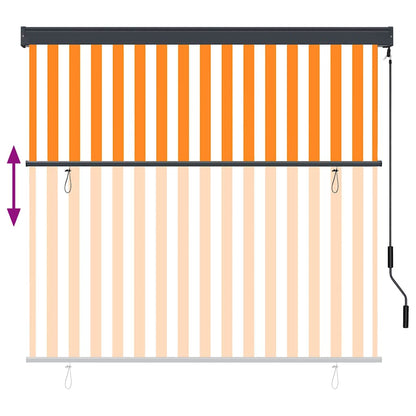 vidaXL Rollo Weiß und Orange 180 x 250 cm Stoff und Aluminium