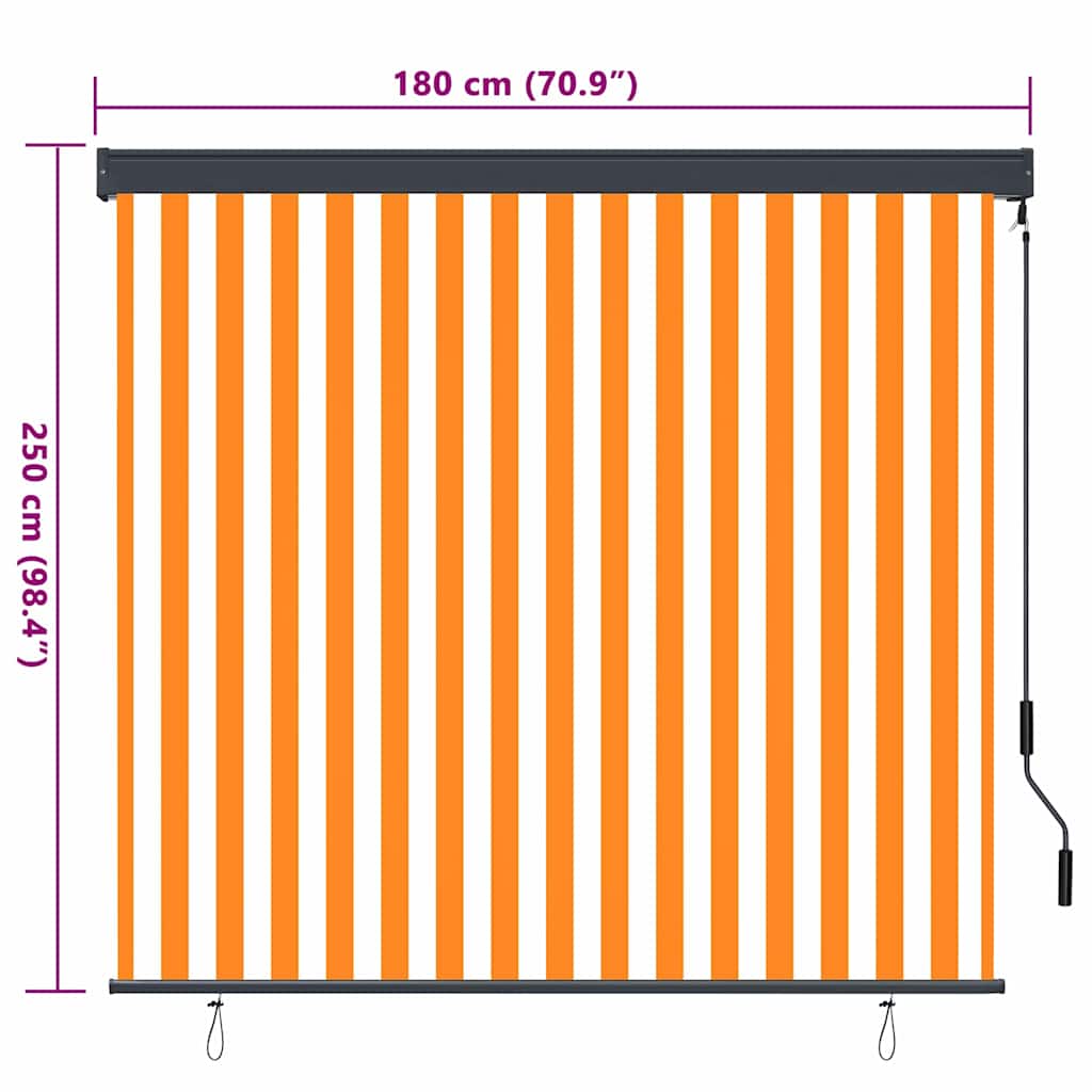 vidaXL Rollo Weiß und Orange 180 x 250 cm Stoff und Aluminium