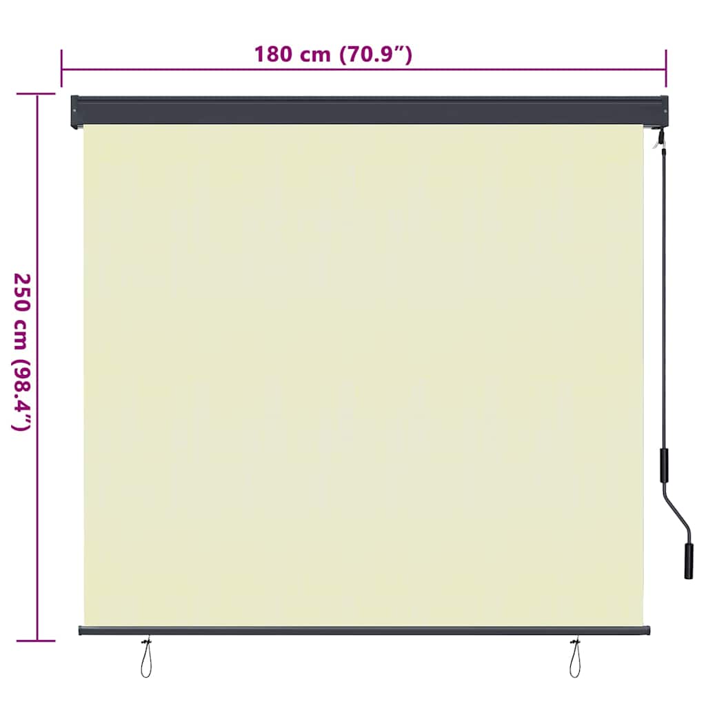 vidaXL Rollo mit Vorhängen Creme 180 x 250 cm Stoff und Aluminium