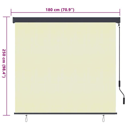 vidaXL Rollo mit Vorhängen Creme 180 x 250 cm Stoff und Aluminium