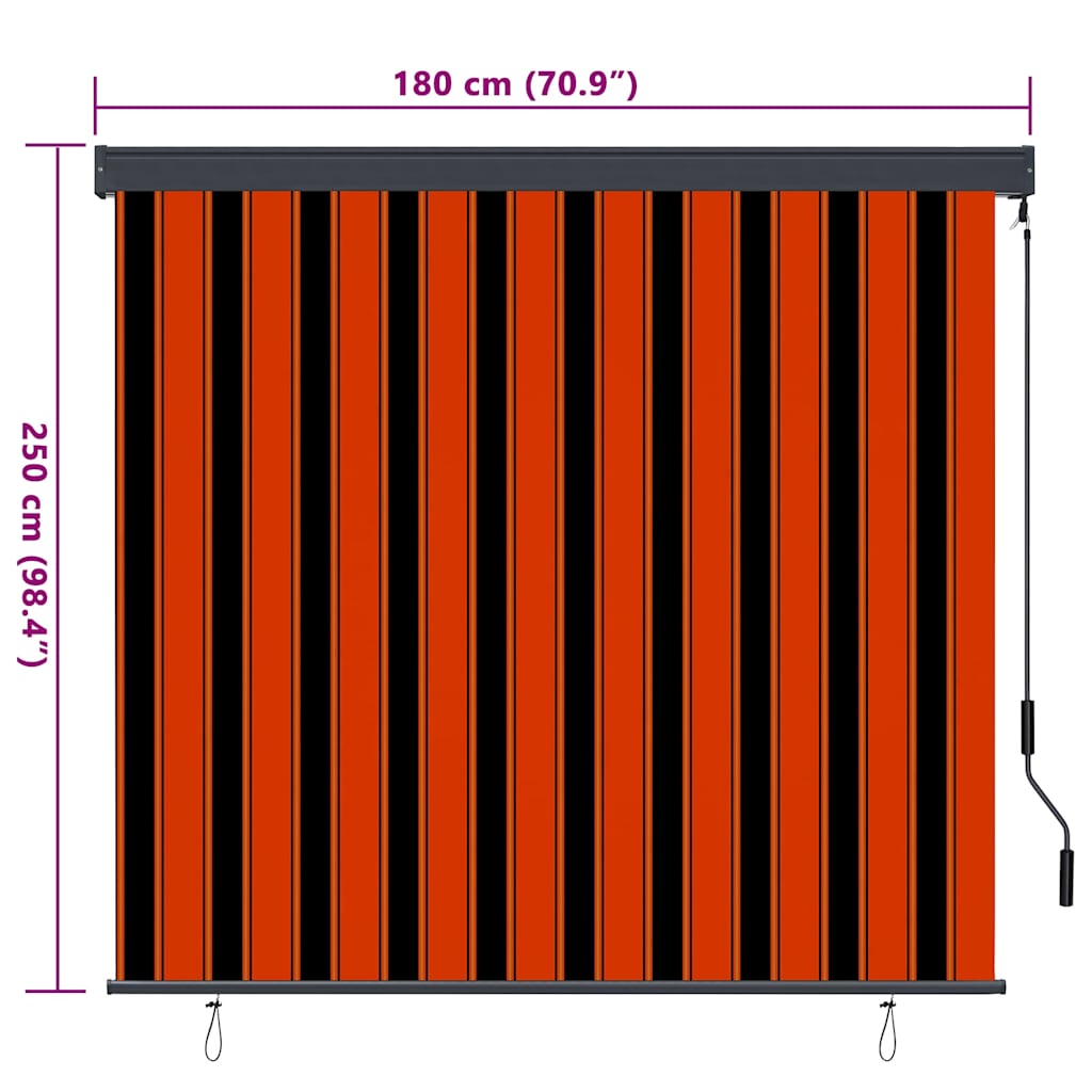 vidaXL Rollo Orange und Braun 180 x 250 cm Stoff und Aluminium