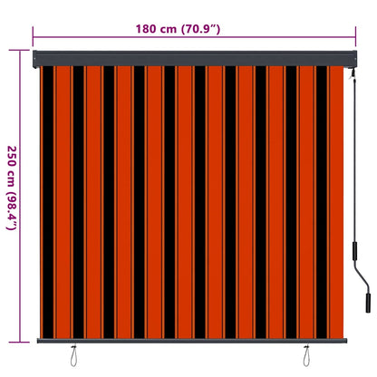 vidaXL Rollo Orange und Braun 180 x 250 cm Stoff und Aluminium