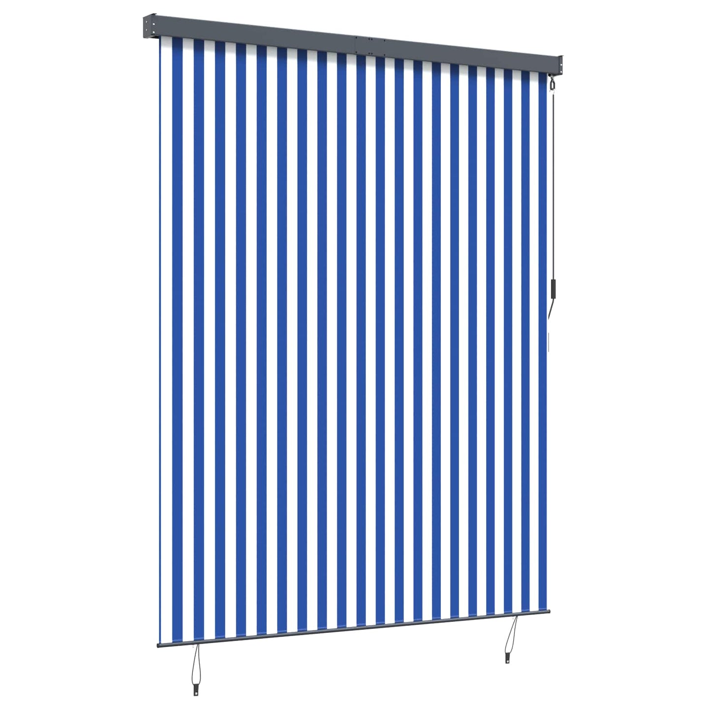 vidaXL Rollo Gestreift Blau und Weiß 200 x 250 cm Stoff und Aluminium