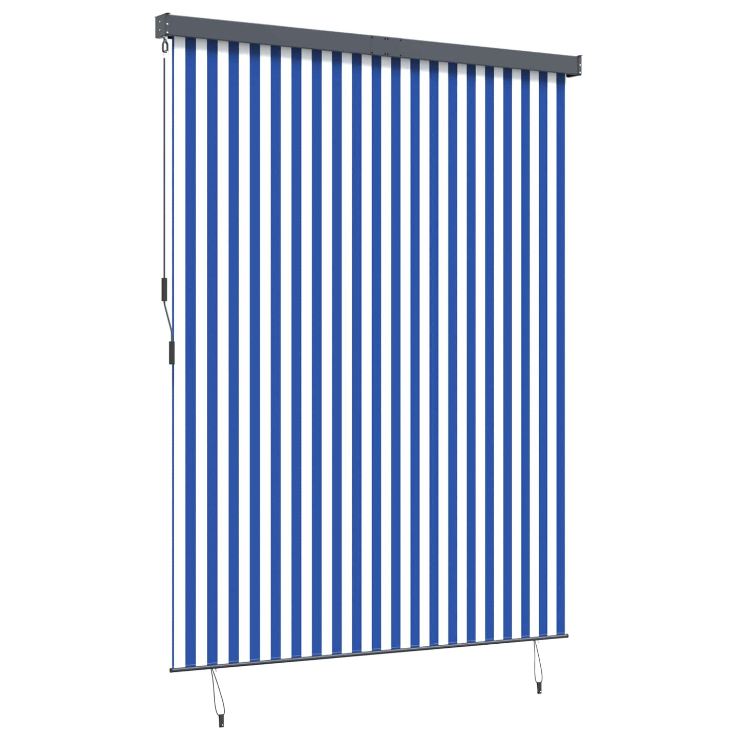 vidaXL Rollo Gestreift Blau und Weiß 200 x 250 cm Stoff und Aluminium