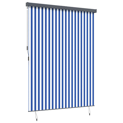 vidaXL Rollo Gestreift Blau und Weiß 200 x 250 cm Stoff und Aluminium