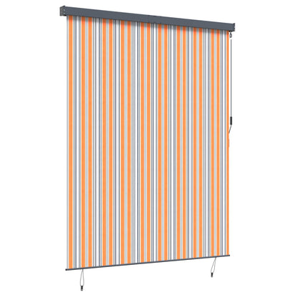 Rollo Gestreift Gelb und Blau 200 x 250 cm Stoff und Aluminium