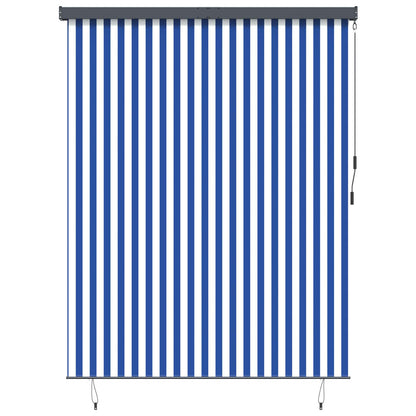 vidaXL Rollo Gestreift Blau und Weiß 200 x 250 cm Stoff und Aluminium