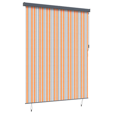 vidaXL Rollo Gestreift Gelb und Blau 200 x 250 cm Stoff und Aluminium