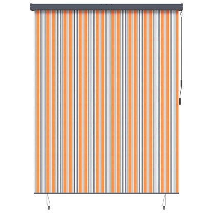 vidaXL Rollo Gestreift Gelb und Blau 200 x 250 cm Stoff und Aluminium