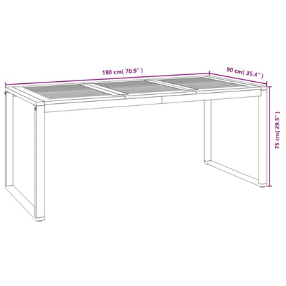 vidaXL Table de jardin avec pieds en U 180x90x75 cm acacia massif