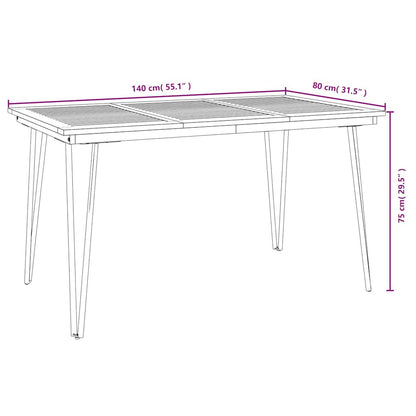 vidaXL Table de jardin avec pieds épingles 140x80x75 cm Bois d'acacia massif