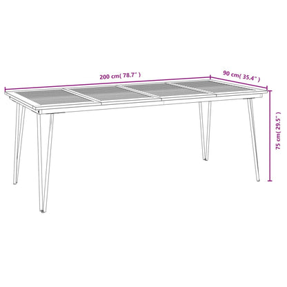vidaXL Gartentisch Haarnadel-Tischbeine 200x90x75 cm Akazie Massivholz