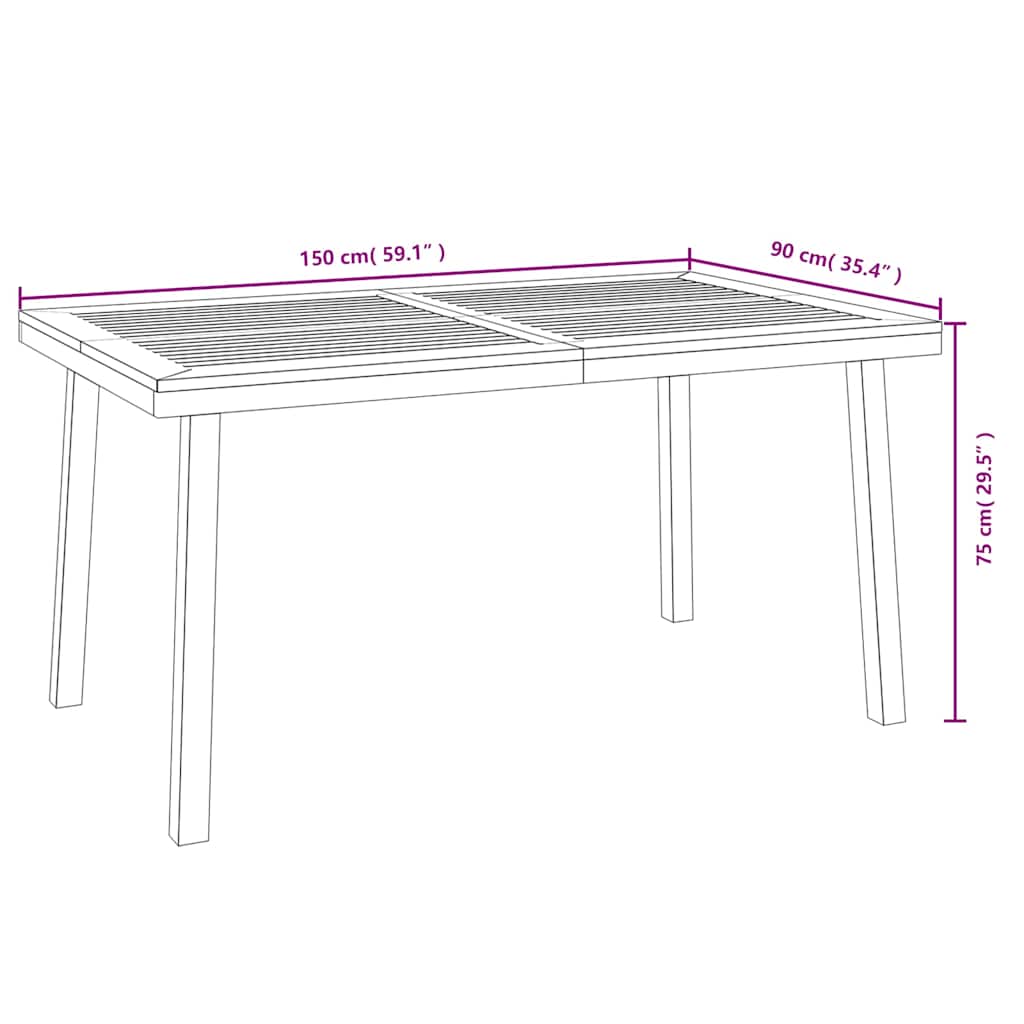 vidaXL Gartentisch 150x90x75 cm Massivholz Akazie