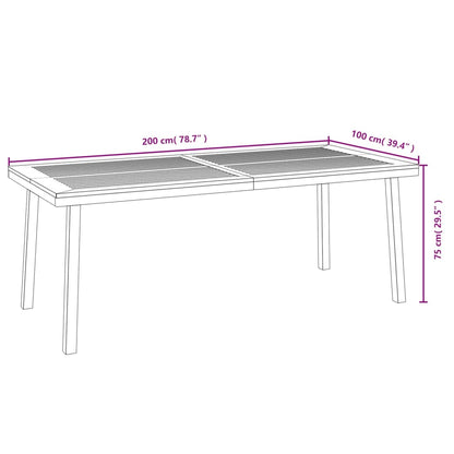 vidaXL Table de jardin 200x100x75 cm en bois d'acacia massif