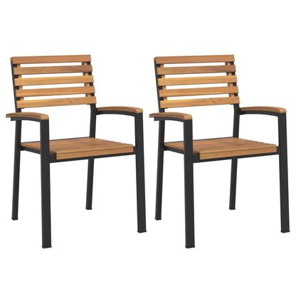 vidaXL Chaises de jardin empilables 2 pcs Bois d'acacia massif et métal