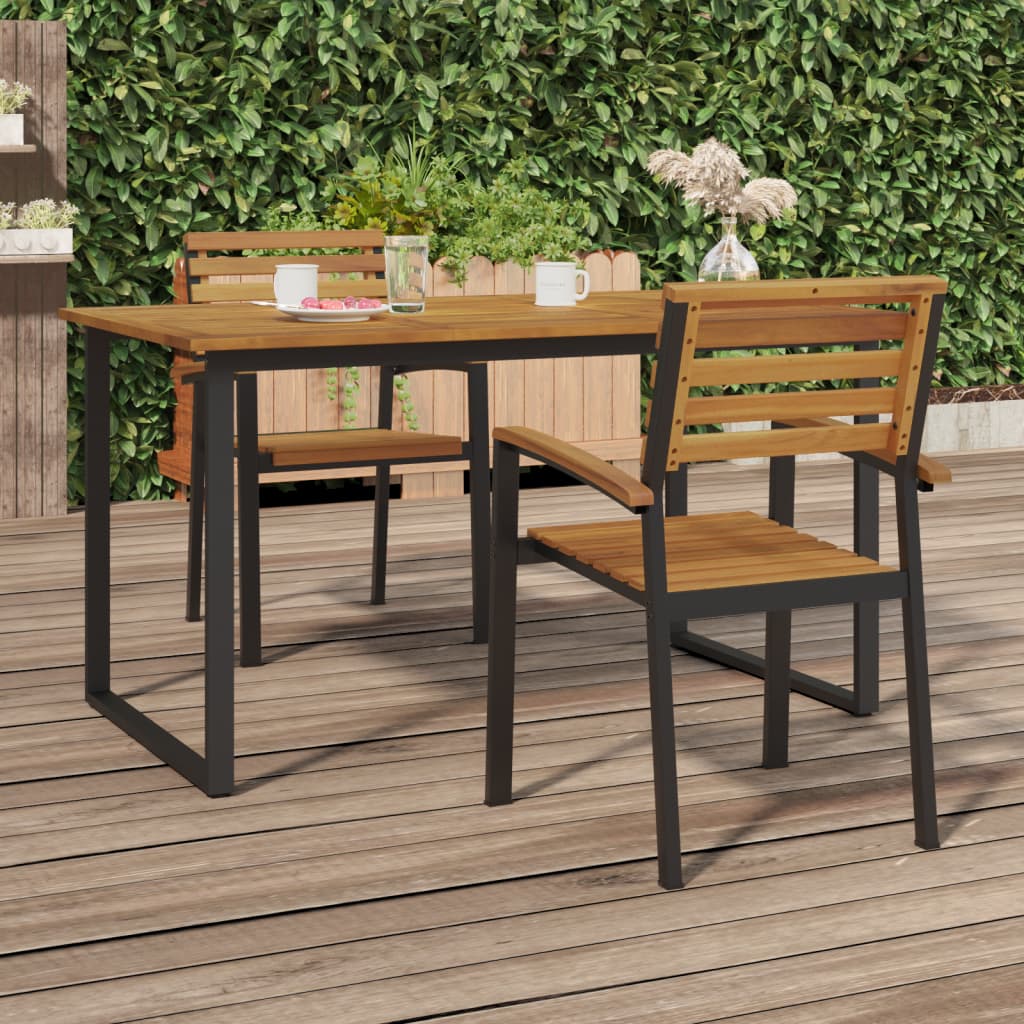 vidaXL Chaises de jardin empilables 2 pcs Bois d'acacia massif et métal