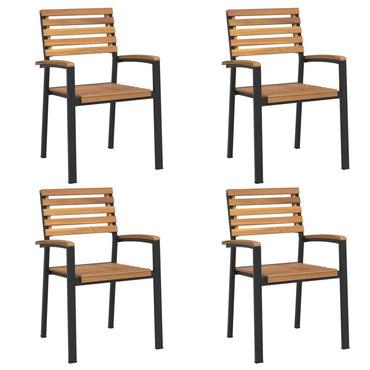 vidaXL Chaises de jardin empilables 4 pcs Bois d'acacia massif et métal