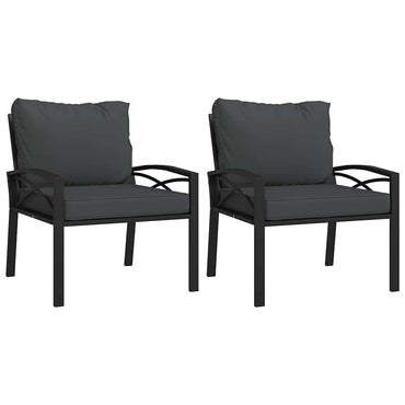 vidaXL Chaises de jardin avec coussins gris 2 pcs 68x76x79 cm Acier