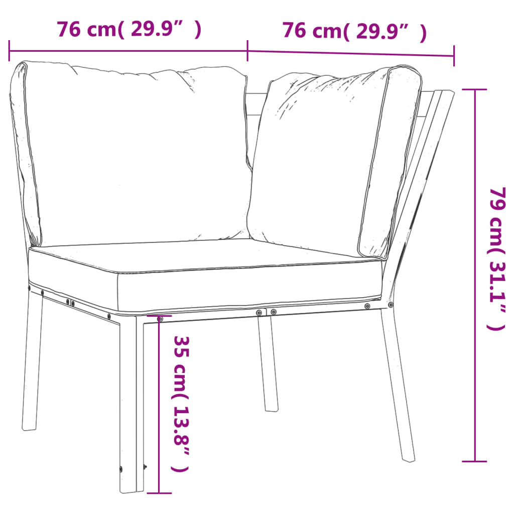 vidaXL Chaise de jardin avec coussins gris 76x76x79 cm Acier