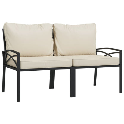 vidaXL Gartenstühle mit Sandfarbigen Kissen 2 Stk. 62x75x79 cm Stahl
