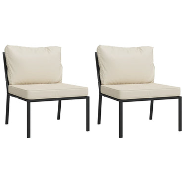 vidaXL Chaises de jardin avec coussins couleur sable 2 pcs 60x74x79 cm Acier