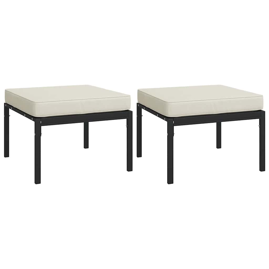 vidaXL Poufs de jardin avec coussins couleur sable 2 pcs 60x60x35 cm Acier
