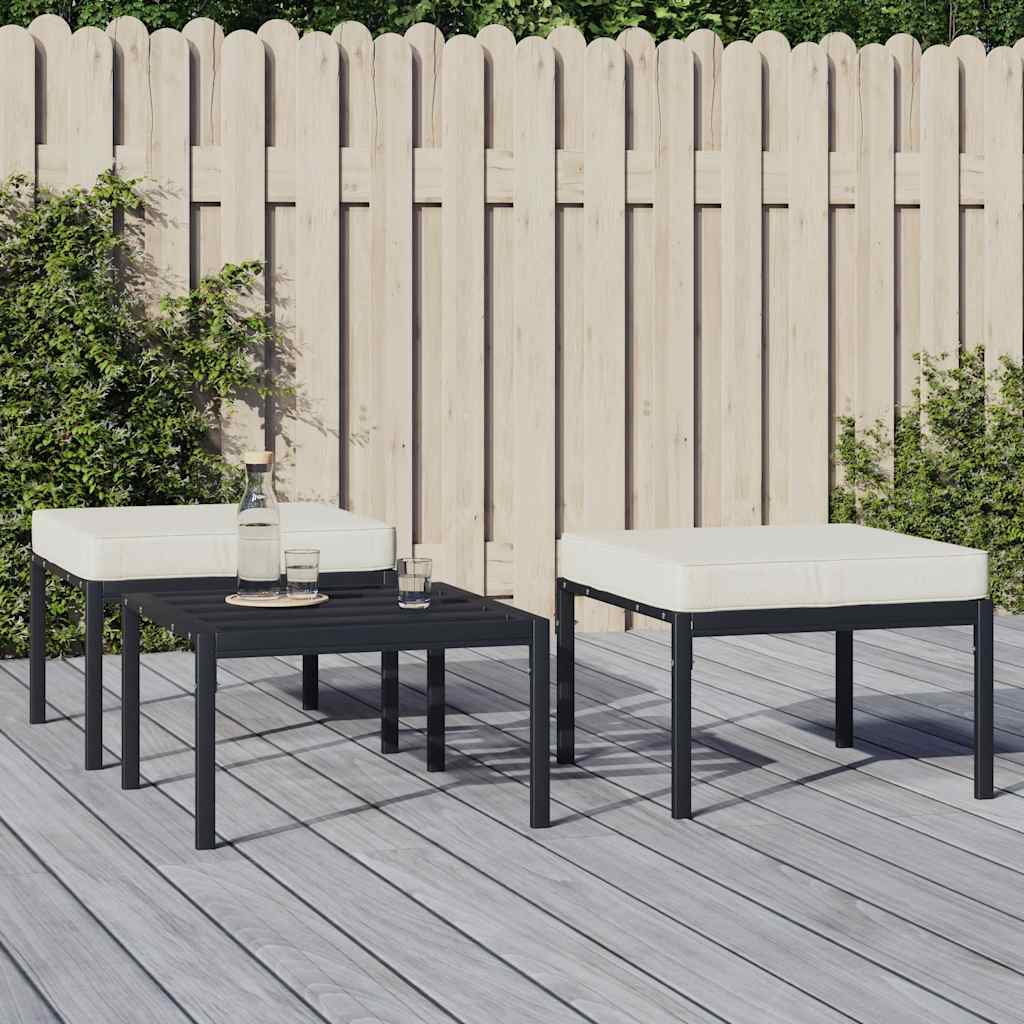 vidaXL Poufs de jardin avec coussins couleur sable 2 pcs 60x60x35 cm Acier