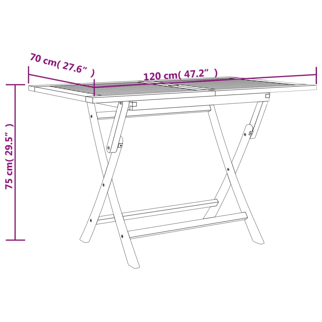 vidaXL Gartentisch Klappbar Grau 120x70x75 cm Massivholz Teak