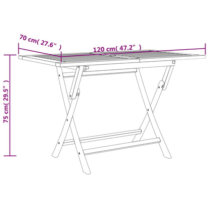 vidaXL Gartentisch Klappbar Grau 120x70x75 cm Massivholz Teak