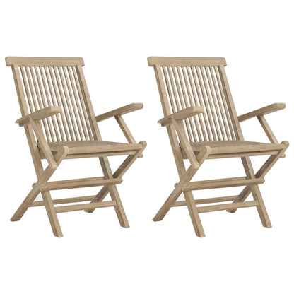 vidaXL Chaises de jardin 2 pcs Pliantes Gris 56x61x89 cm Bois de teck massif