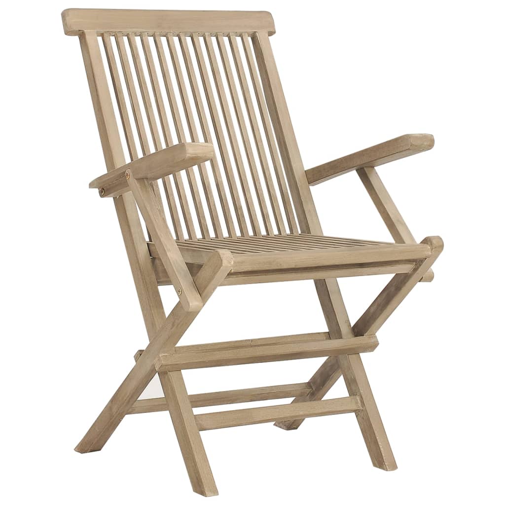 vidaXL Chaises de jardin 2 pcs Pliantes Gris 56x61x89 cm Bois de teck massif