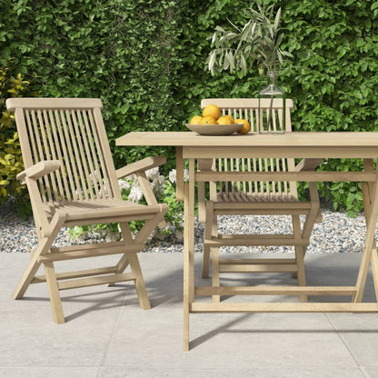 vidaXL Chaises de jardin 2 pcs Pliantes Gris 56x61x89 cm Bois de teck massif