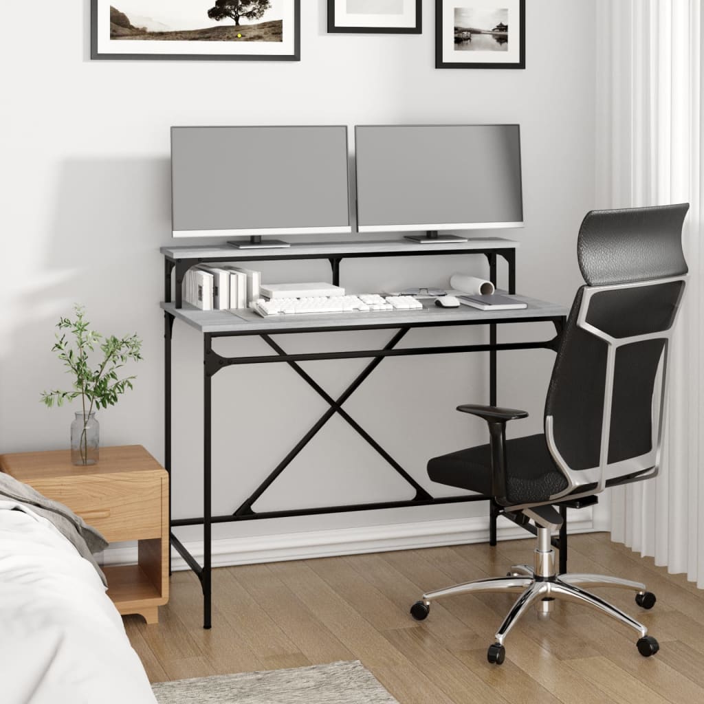 vidaXL Bureau Gris Sonoma 100x50x90 cm Bois d'ingénierie et fer