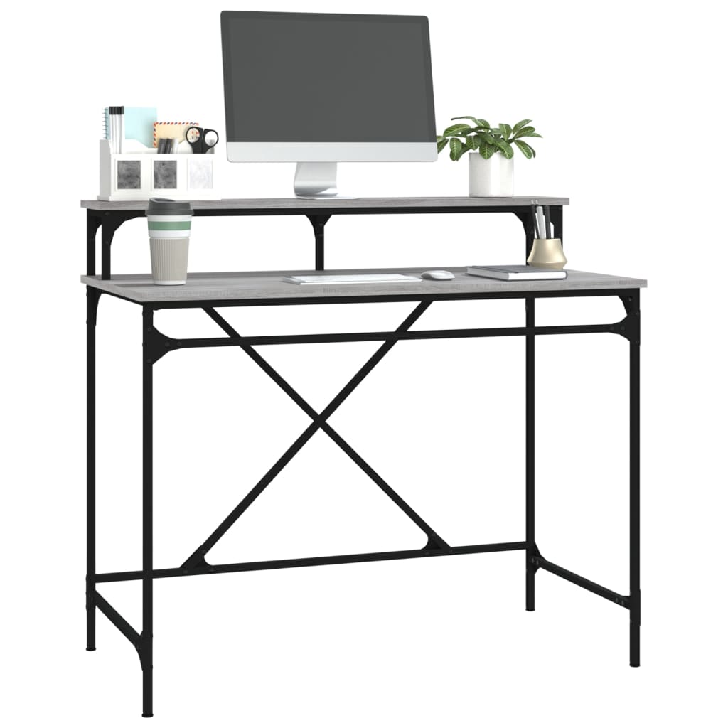 vidaXL Bureau Gris Sonoma 100x50x90 cm Bois d'ingénierie et fer