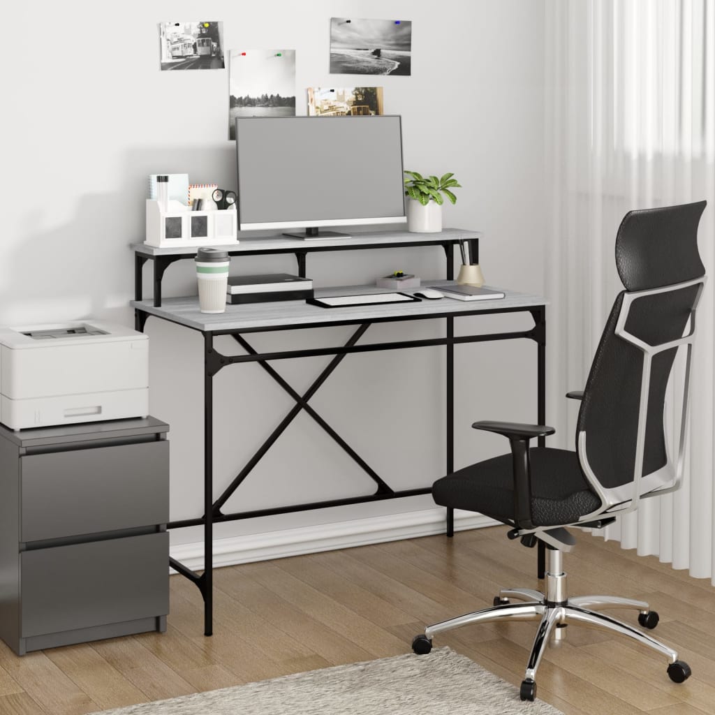 vidaXL Bureau Gris Sonoma 100x50x90 cm Bois d'ingénierie et fer