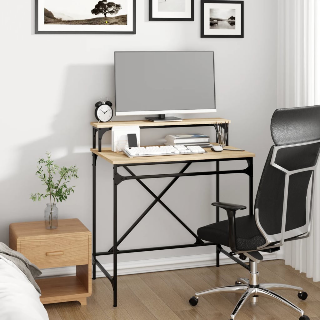 vidaXL Schreibtisch Sonoma-Eiche 80x50x90 cm Holzwerkstoff und Eisen
