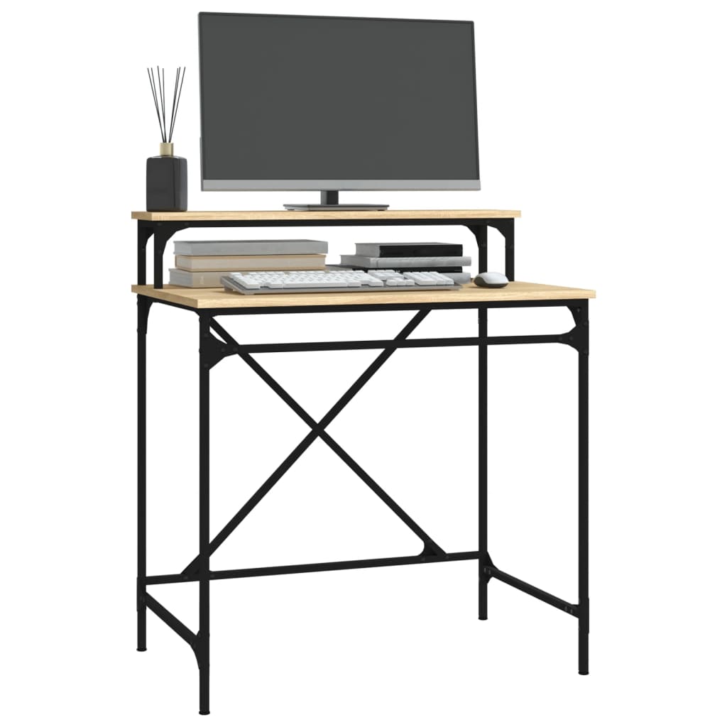 vidaXL Schreibtisch Sonoma-Eiche 80x50x90 cm Holzwerkstoff und Eisen