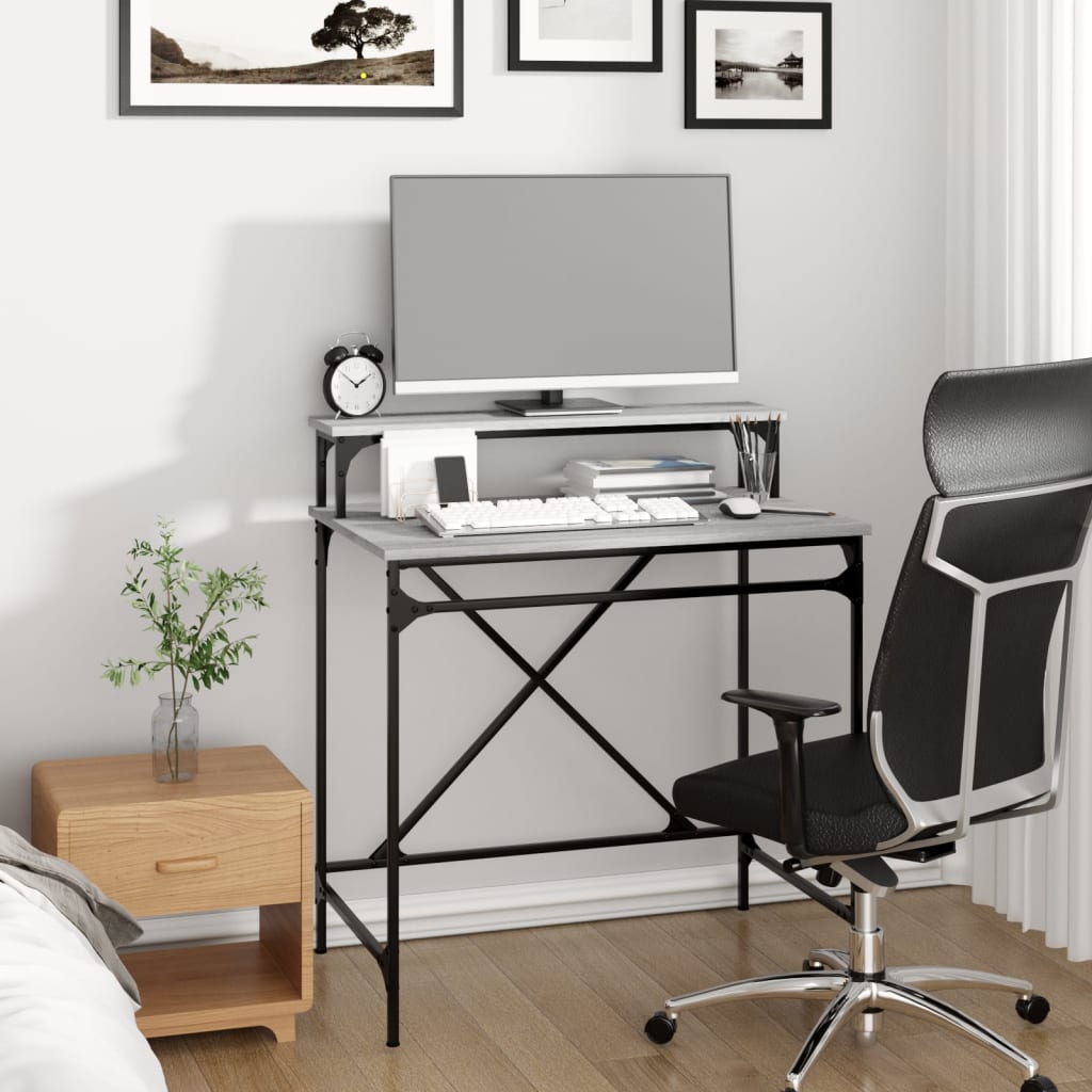 vidaXL Bureau Gris Sonoma 80x50x90 cm Bois d'ingénierie et fer