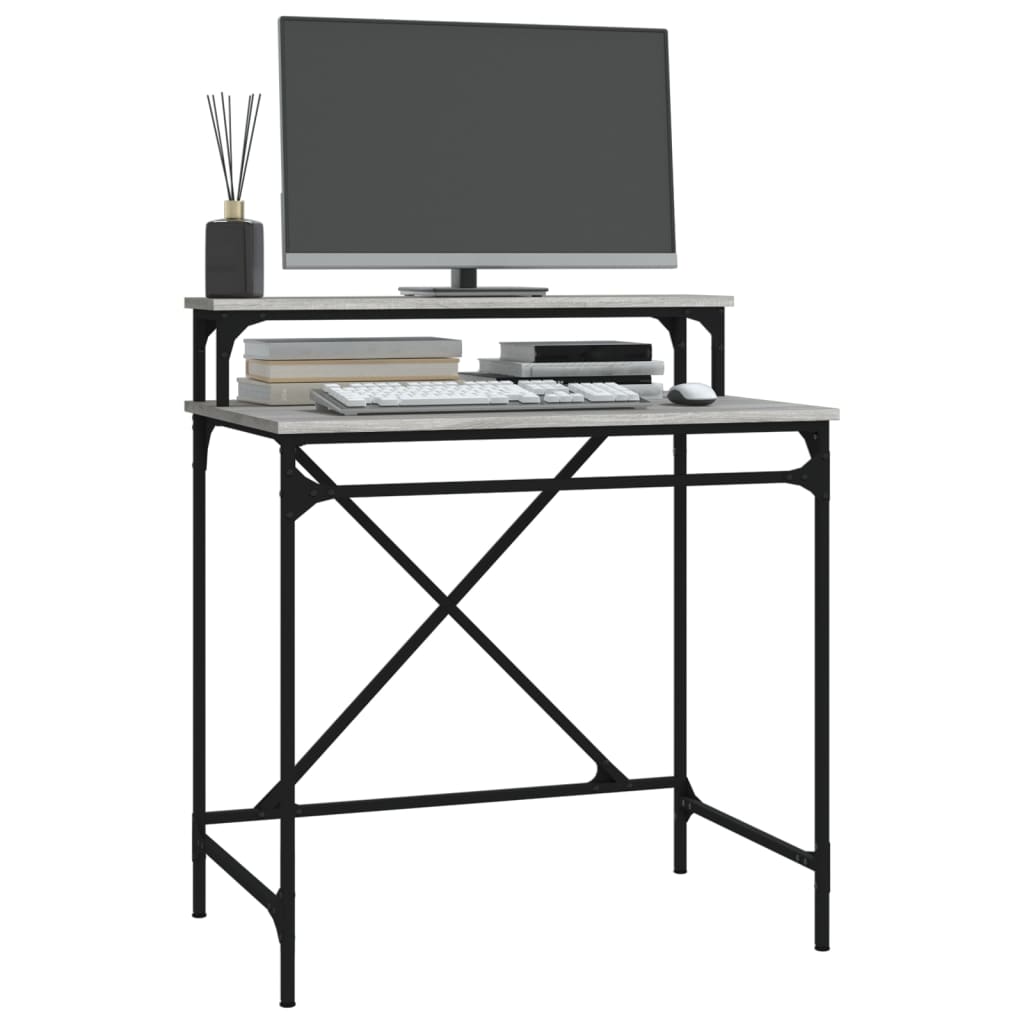 vidaXL Bureau Gris Sonoma 80x50x90 cm Bois d'ingénierie et fer