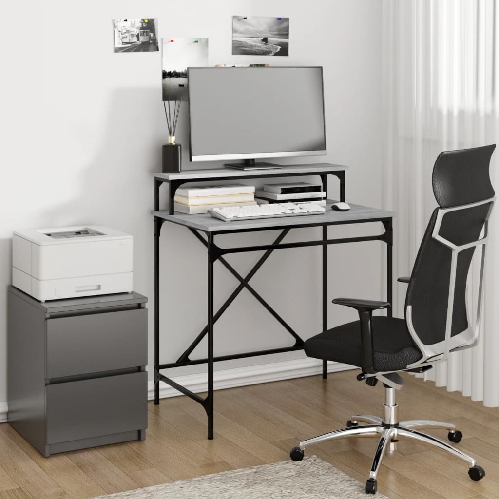 vidaXL Bureau Gris Sonoma 80x50x90 cm Bois d'ingénierie et fer