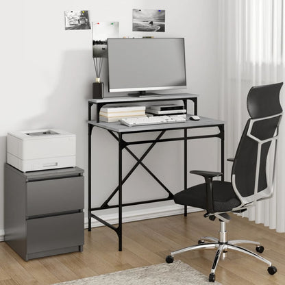 vidaXL Bureau Gris Sonoma 80x50x90 cm Bois d'ingénierie et fer