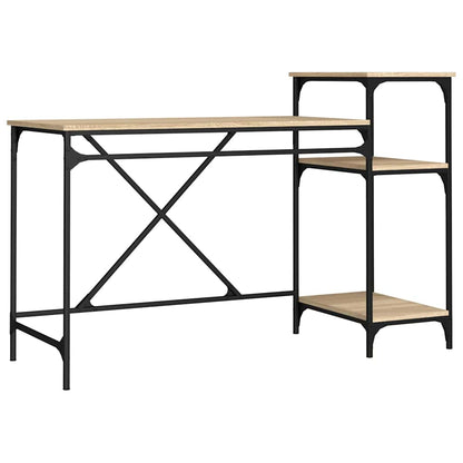 vidaXL Schreibtisch mit Regal Sonoma-Eiche 135x50x90 cm Holzwerkstoff
