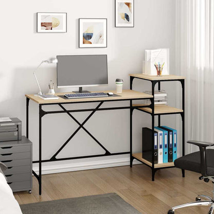vidaXL Schreibtisch mit Regal Sonoma-Eiche 135x50x90 cm Holzwerkstoff