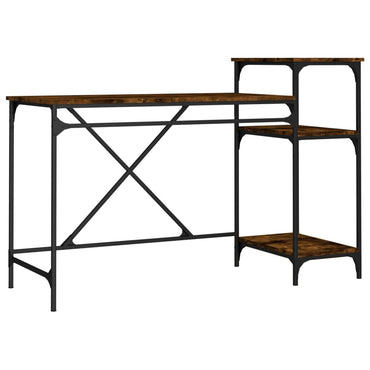 vidaXL Bureau avec étagère Chêne fumé 135x50x90 cm Bois d'ingénierie