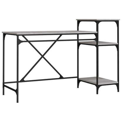 vidaXL Schreibtisch mit Regal Grau Sonoma 135x50x90 cm Holzwerkstoff