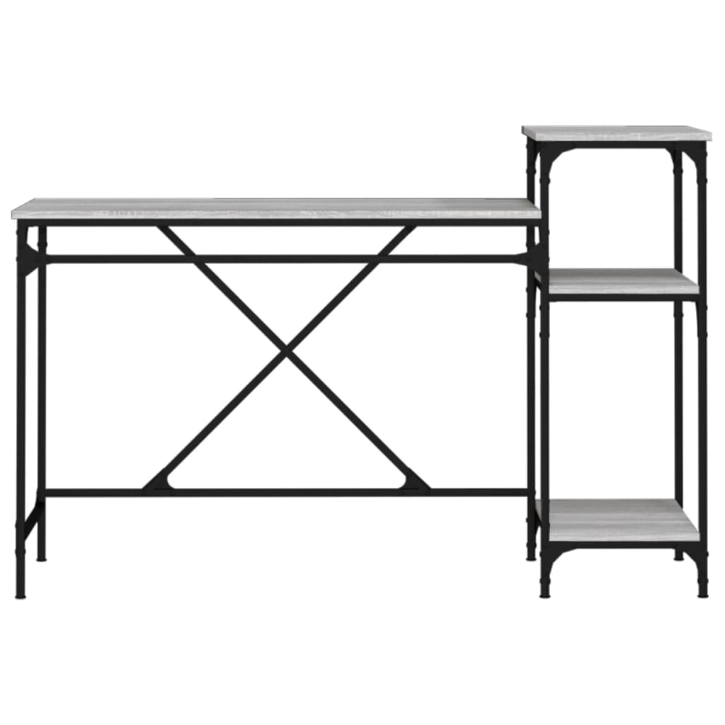 vidaXL Schreibtisch mit Regal Grau Sonoma 135x50x90 cm Holzwerkstoff