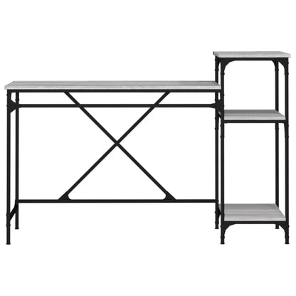 vidaXL Schreibtisch mit Regal Grau Sonoma 135x50x90 cm Holzwerkstoff