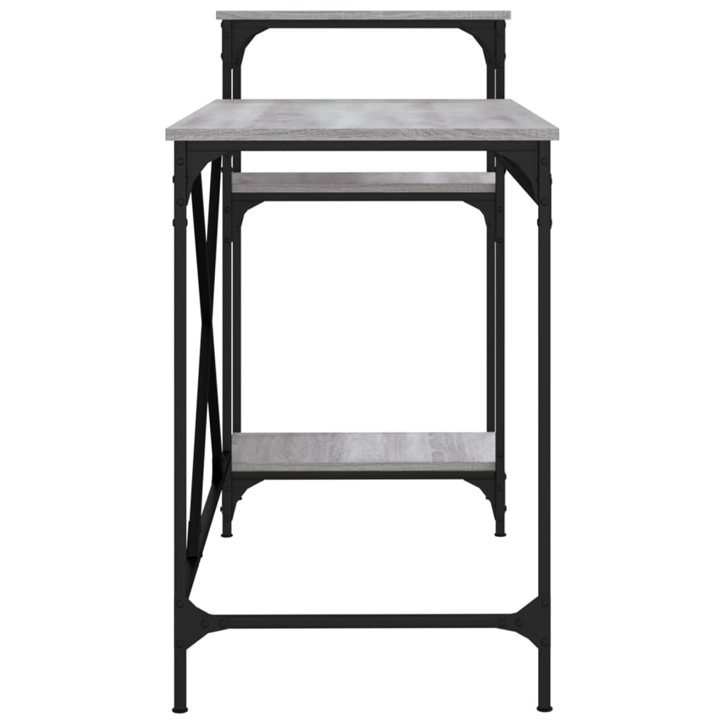 vidaXL Schreibtisch mit Regal Grau Sonoma 135x50x90 cm Holzwerkstoff