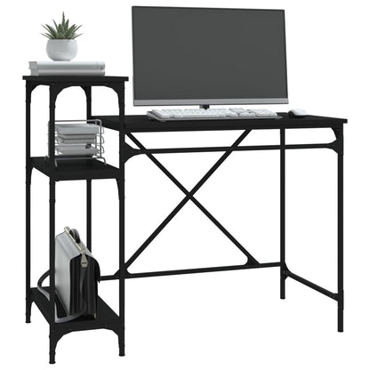 vidaXL Schreibtisch mit Regal Schwarz 105x50x90cm Holzwerkstoff Eisen