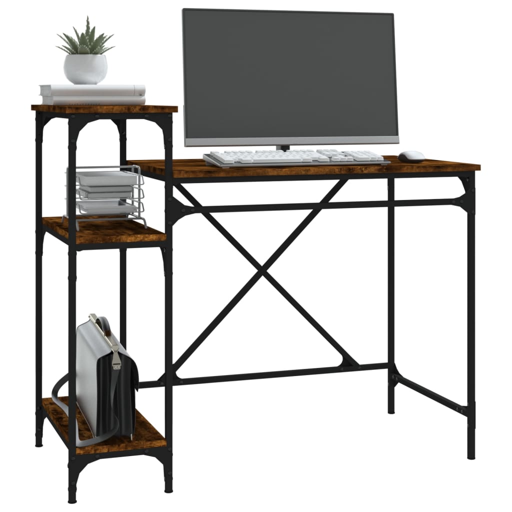 vidaXL Bureau avec étagère Chêne fumé 105x50x90 cm Bois d'ingénierie
